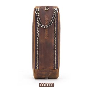 CONTACTS FAMILY Leather Zipper Pen Pencil Case Bag Handmade Vintage Creative School Stationary Pen Pouch Holder Large Capacity2026
