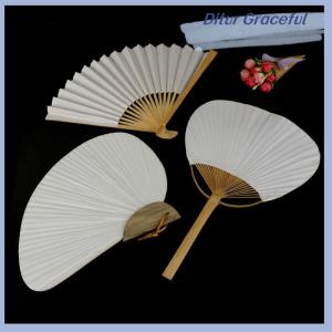 Ditur 1pc White Folding Elegant Paper Hand Fan Wedding Party Favors