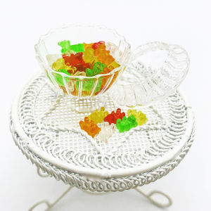 QUANSEN 20Pcs Mini Resin Colorful Bear Ornaments DIY Crafts Dollhouse Candy Decoration