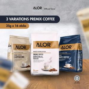 Alor Kopi Segera Pracampur[KapucinoKopi Putih OriKopi Putih 3 in 1]/Alor Instant Premix Coffee-White Coffee/Cappuccino