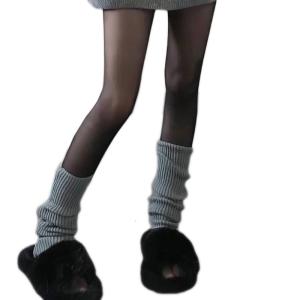 Womens Leg Warmers Ribbed Knitted Foot Warm Socks Cute Long Boot Socks Autumn Winter Lolita-Socks for Party Club Sports