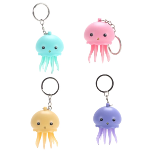 Anime trang trí Keychain cho ba lô phát sáng và âm thanh sứa vòng khóa Mặt dây chuyền bạch tuộc Đồ chơi móc khóa phim hoạt hình