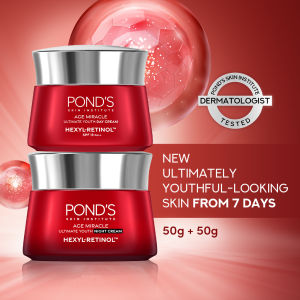 PONDs Age Miracle Ultimate Youth Day Cream and Night Cream Hexyl-Retinol 50G - Moisturizer for Face Brightening & Skin Care