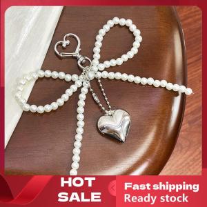 🚚【Local Express Delivery】🚚 Delicate Beaded Key Chain Handmade Bow Shaped Keyring Heart Keychain Ornament Pearl Decoration For Bags And Phones
