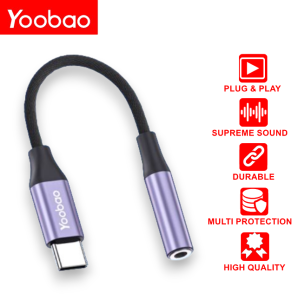 Yoobao Plug & Play Type-C to 3.5mm Audio Adapter Cable HiFi Sound For Type-C Devices