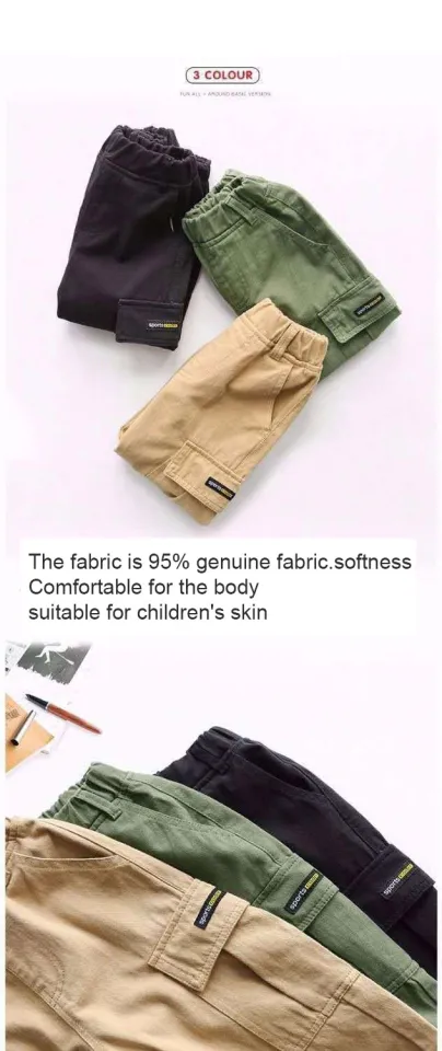 Boys Fashion Casual Pants Korean Style Cargo Pants Soft Denim w/ Pocket for  Kids Boys 3-12 Years Old