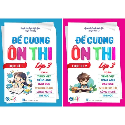 SÁCH - [Lớp 3 - Cả Năm] - (Bộ 2 quyển): Đề cương ôn thi Toán Tiếng Việt Tiếng Anh Đạo Đức TNXH Công Nghệ Tin Học lớp 3 (Học Kì 1 + Học Kì 2)