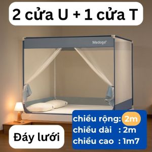 [CƠ BẢN] Mùng Chống Ngã Medoga - Đai Thun 3cm | 1 Cửa T + 2 Cửa U | Đáy Mùng Phủ Kín Lưới | Khung Vuông | Chống Muỗi | Linh Hoạt Lựa Chọn | Tiết Kiệm