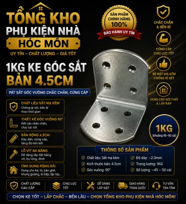 1KG Ke Góc Sắt Bản 4.5CM – Pát Sắt Góc Vuông Chắc Chắn Cứng Cáp Dùng Cho Nội Thất & Lắp Ráp