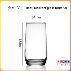 Amoki 1Pc Transparent glass cup 360ml for Red or White Wine Juice Banquet Party Bar Wedding