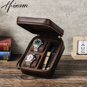 Hiram Genuine Leather High Quality Men Dual Watch Case Single Sunglasses Box Portable Travel Storage Box