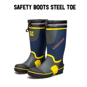 Safety Boots Steel Toe Anti Smash Rubber Boot Anti Slip Utility Work Shoes Wear Resistant Waterproof Outdoor Fishing But