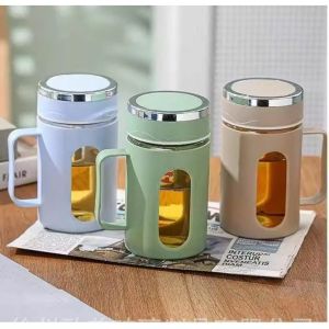 Botol Mug Kaca 500ml Tumbler Gelas Minum Cup Beling Gagang Cangkir