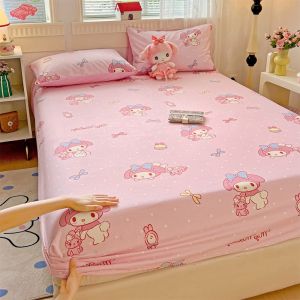 Dansunreve 100% cotton 800tc Ga Trải Giường Sanrio cinnamoroll Hello Kitty Ra Bọc Nệm Nữ Hoàng King size
