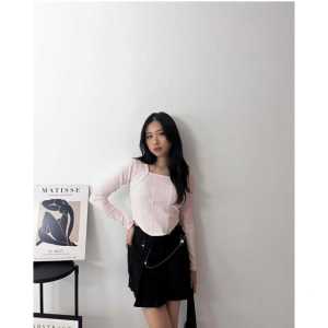Blouse Korean - Elma Crop Top Atasan Wanita Loong Sleeve - Blouse wanita