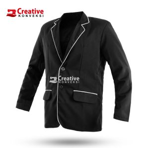 (BISA TAMBAH BORDIR) JAS sekolah hitam lis putih / blazer jas almamater osis /jas pondok pesantren full furing