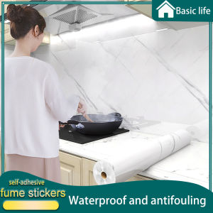 60CMx5M Kitchen Oil Absorbing Sticker glossy marble self-adhesive wallpaper waterproof high temperature resistant