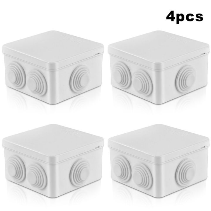 Pack Of 4 Black IP55 Junction Box, ABS Plastic Outdoor External
