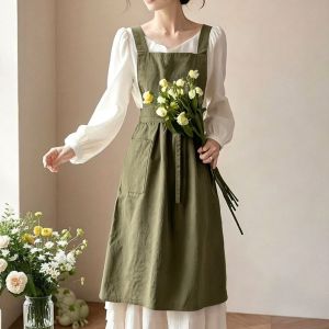 RANG Polyester Kitchen Apron European Style Waterproof Painting Aprons Breathable Home Cleaning Apron for Girls