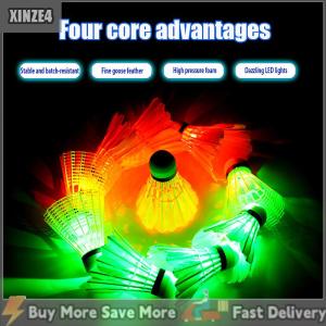 [COD] SHZTGM ลูกขนไก่ขนนกห่านไฟ LED หัวแบดมินตันไฟ LED สีสันสดใส1ชิ้นลูกบอลฝึกความบันเทิงกลางแจ้งเล่นกีฬา