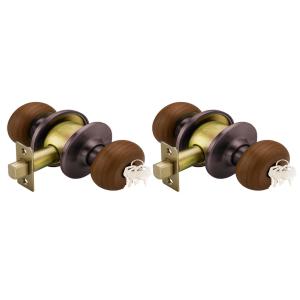Standard Heavy Duty Premium Wooden Brass Entrance Doorknob Lock Set - Hardware Tool - BIG DISCOUNT