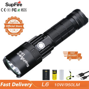 SUPERFIRE Đèn pin L6 Đèn Pin Độ Sáng Cao Không Thấm Nước Xách Tay Đèn Pin LED đèn pin sạc điện