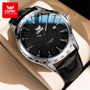 OPK watch for men original waterproof quartz movement genuine leather strap multifunctional calendar luminous