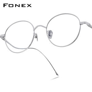 FONEX Titanium Glasses Frame Women Brand Design Retro Vintage Round Eyeglasses Full-Rim Japanese High-Quality Ultralight Custom Optical Eyewear 8558