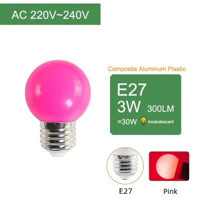 RGB หลอดไฟ 3W E27 220V Ampoule ตกแต่งงานปาร์ตี้ในสวนพลาสติกที่มีสีสันต่ำโวลต์หลอดไฟ