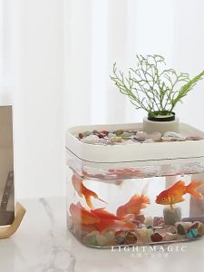 Flower Season Fish Tank Oxygenation Goldfish Tank Small Desktop Living Room Home Ecological Aquarium Simulation Landscaping Set