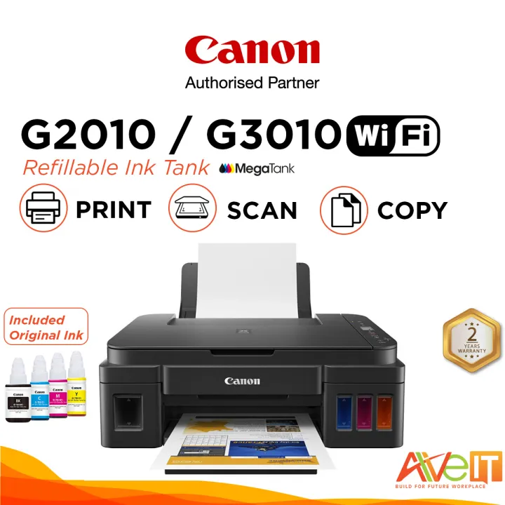 Canon Pixma G2010 / G3010 Printer MegaTank Refillable Ink Tank - 2 Years Warranty