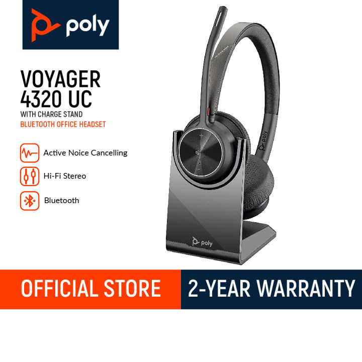 Poly - Voyager 4320 UC Wireless Headset with Charge stand