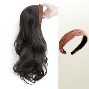 Real Hair Wig Piece Wig Women Long Curly Hair Water Wave High Cranial Top Half Head Cover Wig