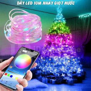 Dây LED Giọt Nước 10m dây led 16 Màu Trang Trí Cây Thông Noel Năm Mới Decor Phòng Nhà Cửa Có Remote + APP