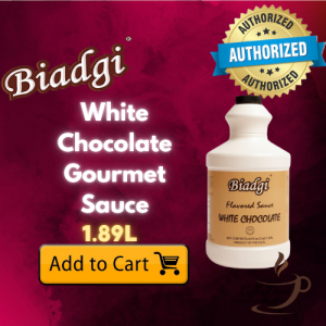 Biadgi White Chocolate Gourmet Sauce 1.89L - Cafe Grade Dessert Sauce for Coffee Milk Tea Cakes & Desserts