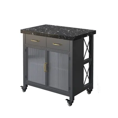 Cupboard Open Plan Kitchen Movable Middle Island Countertop Sideboard Cabinet Cooking Table Cutting Dining Integrated Marble Surface