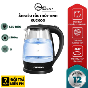 Ấm siêu tốc bình siêu tốc thuỷ tinh GUCCU cao cấp dung tích 2.0L công suất 1500W đế rời 360 độ ngắt điện an toàn bảo hành 12 tháng lỗi 1 đổi 1