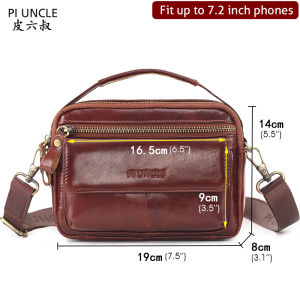 High Quality PIUNCLE Brand Real Leather Mens Fanny Pack Casual Cowhide Multi - pocket Cross money Purse Men Waist Bags Mini Shoulder Crossbody Bag For Men Fashion Belt Waist Bag Fanny Hip Pack Cell Mobie Phone Bag Male Wallet Vintage wax cowhide