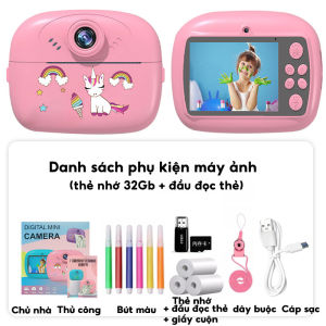 HAIGE Ảnh Đầu Ghi Hình Với Máy In NhiệtMáy ảnh chụp lấy liềnTặng kèm thẻ nhớ 32Gb và đầu đọc thẻ 3 cuộn giấy in nhiệtchụp ảnh cho bémón quà tuyệt vời nhất cho trẻ em