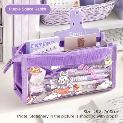 LVYIMAO Kawaii Sanrio Transparent PVC Pencil Case Cartoon Cinnamoroll Kuromi Pencil Bag Large Capacity Waterproof Stationery Storage Bag Student Gifts