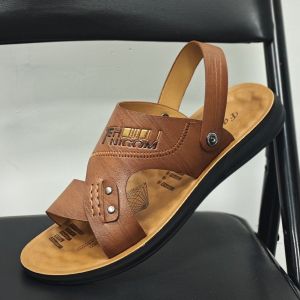 Free Shipping [Release Coolness] MenS Leather Sandals New Summer Style With Anti-Slip Rubber Soles Casual Beach Sandals