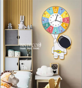 (HÌNH THẬT) Tranh đồng hồ đèn led phi hành gia 5 trang trí decor bindecor