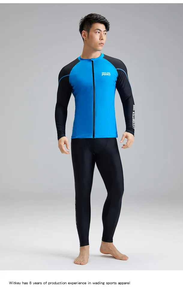 UV Swimming Shirt Mens Rashguard Plus Size 5XL Upf50+ Surf Natation Water  Shirt Front Zipper Blue Diving Jacket