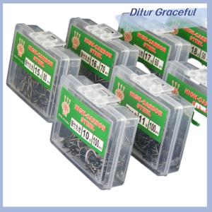 Ditur 100pcs Boxed Tube Maruse Hooks Black High Carbon Steel Coon And Sea Fishing Hooks With Ring And Barbed Wire