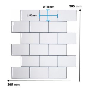 White Subway Tiles Peel and Stick Premium Wall Tiles Stick on Tiles Kitchen Backsplash in Thicker Design -1 Sheet