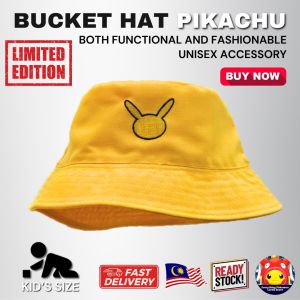 [NEW ITEM] Bucket Hat Duck Cap with Custom Pikachu Embroidery Stylish Comfortable for Kids and Adults Topi Pokemon Kids