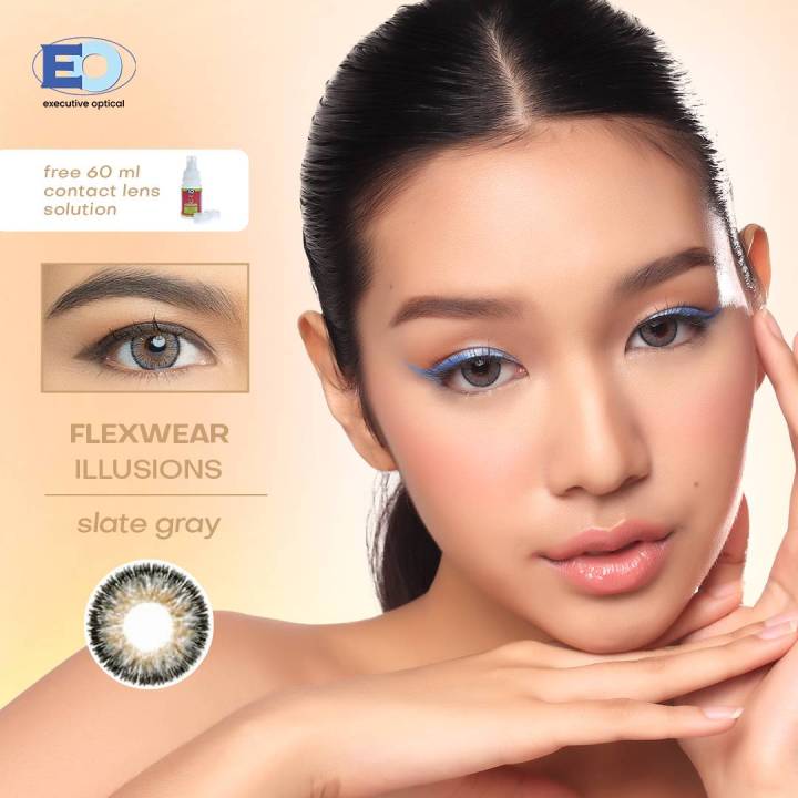 EO Flexwear Illusions Colored Contact Lenses Slate Gray Good for 1