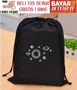 Tas Wanita/ drawstring PLANET PLANET Bahan taslanl Tebal Ukuran 32 x 43 cm Bonus IRING