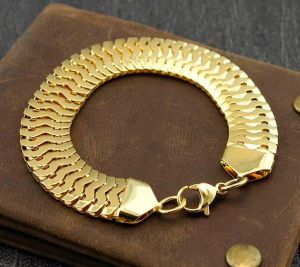 Gelang emas Rantai Pipih Lebar Model Sisik Ular