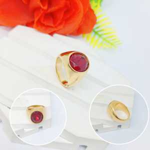 CINCIN COWO ZC01 TITANIUM BULAT PERMATA WARNA FASHION ANTI KARAT DAN ANTI LUNTUR (COD)